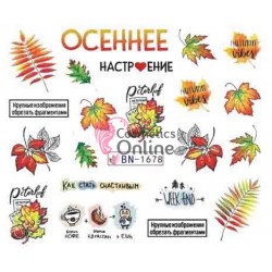 Stickere cu Apa pentru unghii cod BN1678 Anotimp de  Toamna